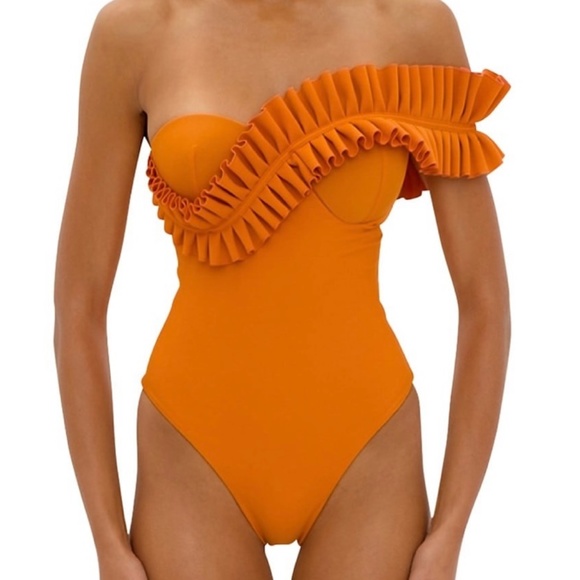 NWT Andrea Iyamah Nisi Ruffle One piece Swimsuit - Picture 3 of 10